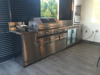 stainless BBQ counter and ventilation