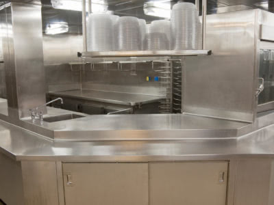 Commercial Stainless Kitchen with sink and benches
